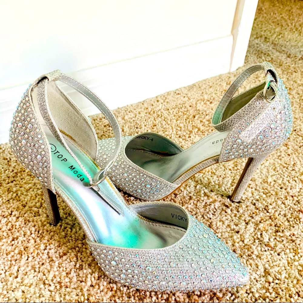 AB Crystals Embellished High Heels